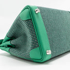 Hermes Birkin 25 Toile Quadrille/Swift Noir-Blanc-Menthe/Menthe SHW