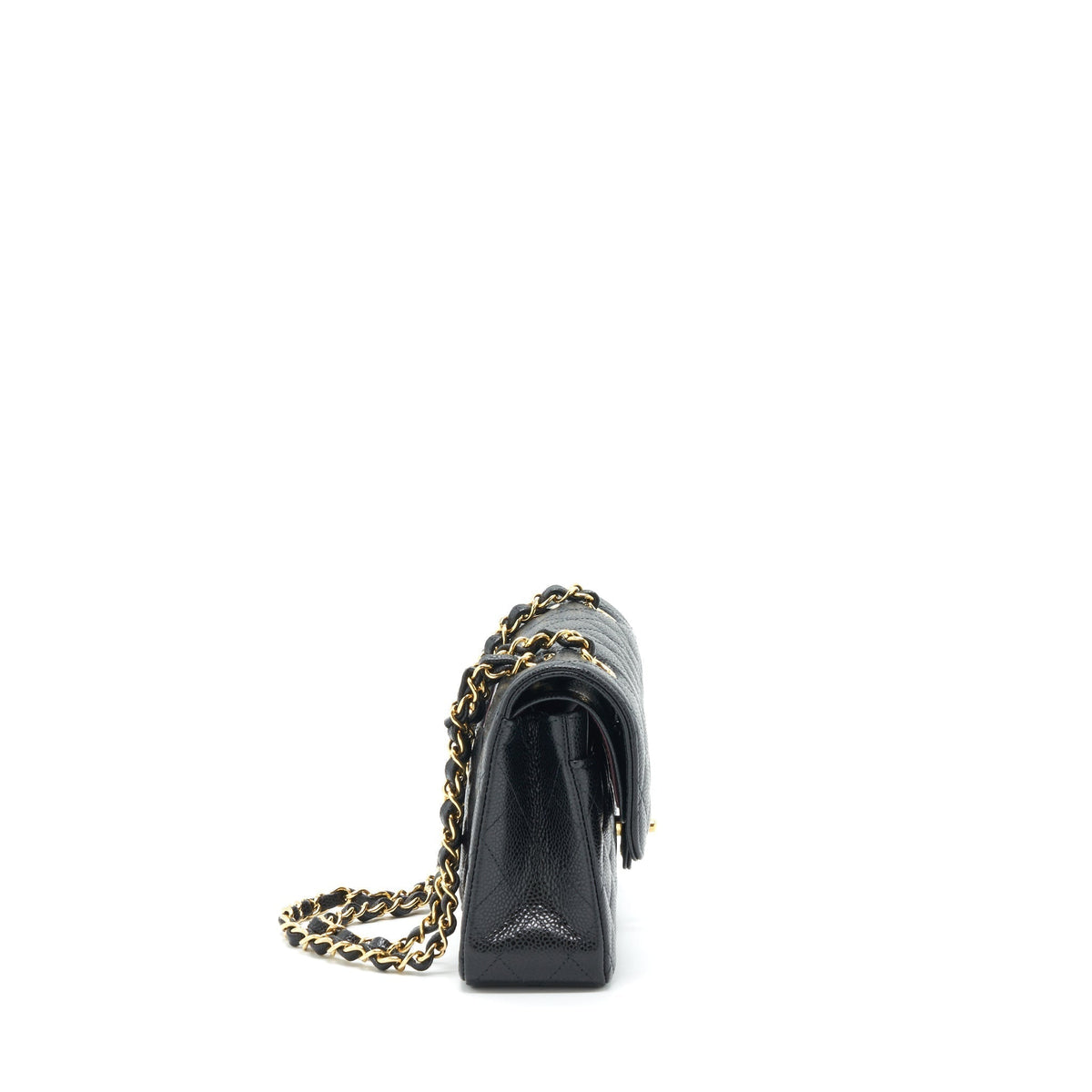 CHANEL SMALL CLASSIC DOUBLE FLAP BAG CAVIAR BLACK GHW (MICROCHIP)