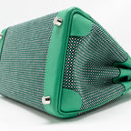 Hermes Birkin 25 Toile Quadrille/Swift Noir-Blanc-Menthe/Menthe SHW