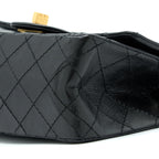 CHANEL MINI 2.55 REISSUE FLAP BAG AGED CALFSKIN BLACK BRUSHED GHW (MICROCHIP)