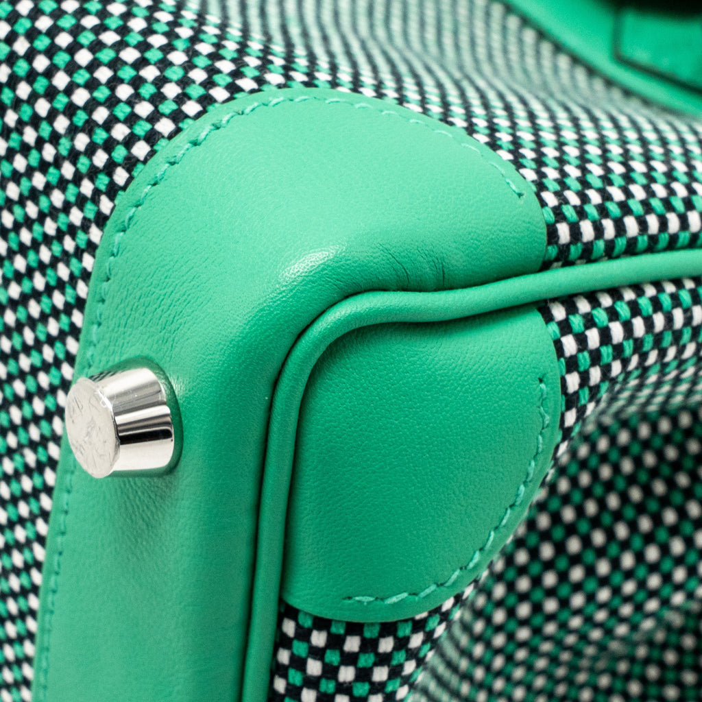 Hermes Birkin 25 Toile Quadrille/Swift Noir-Blanc-Menthe/Menthe SHW