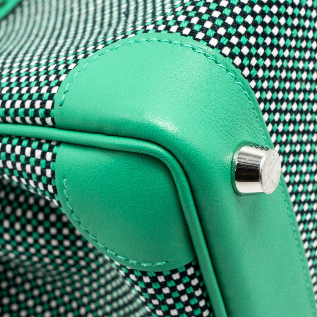 Hermes Birkin 25 Toile Quadrille/Swift Noir-Blanc-Menthe/Menthe SHW