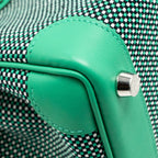 Hermes Birkin 25 Toile Quadrille/Swift Noir-Blanc-Menthe/Menthe SHW