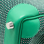 Hermes Birkin 25 Toile Quadrille/Swift Noir-Blanc-Menthe/Menthe SHW