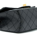 CHANEL MINI 2.55 REISSUE FLAP BAG AGED CALFSKIN BLACK BRUSHED GHW (MICROCHIP)