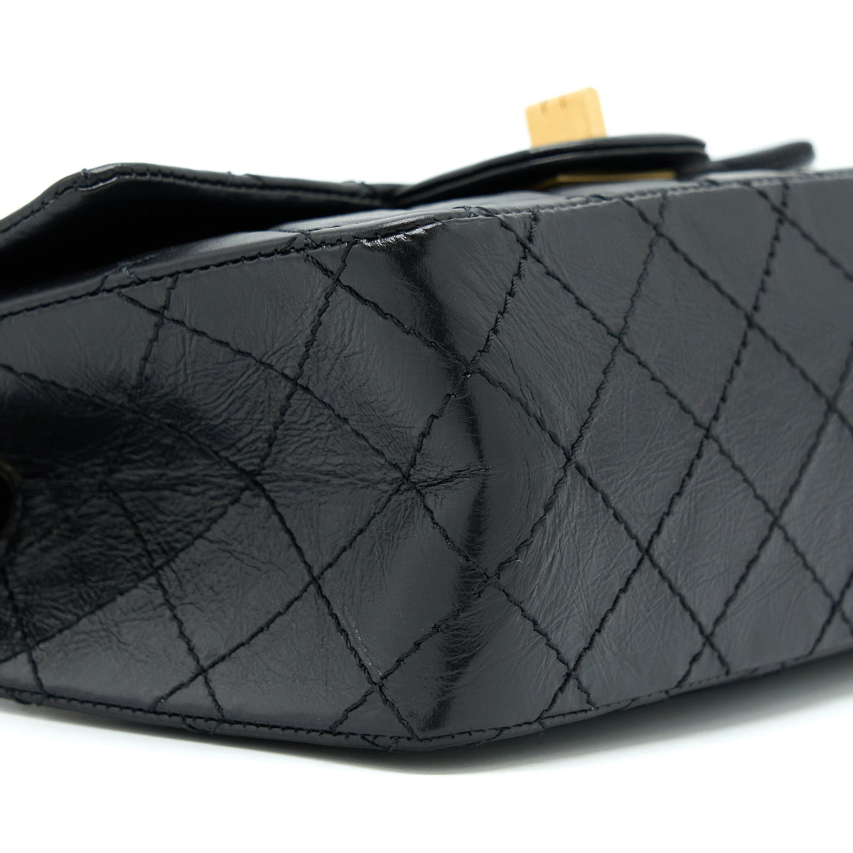 CHANEL MINI 2.55 REISSUE FLAP BAG AGED CALFSKIN BLACK BRUSHED GHW (MICROCHIP)