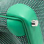 Hermes Birkin 25 Toile Quadrille/Swift Noir-Blanc-Menthe/Menthe SHW