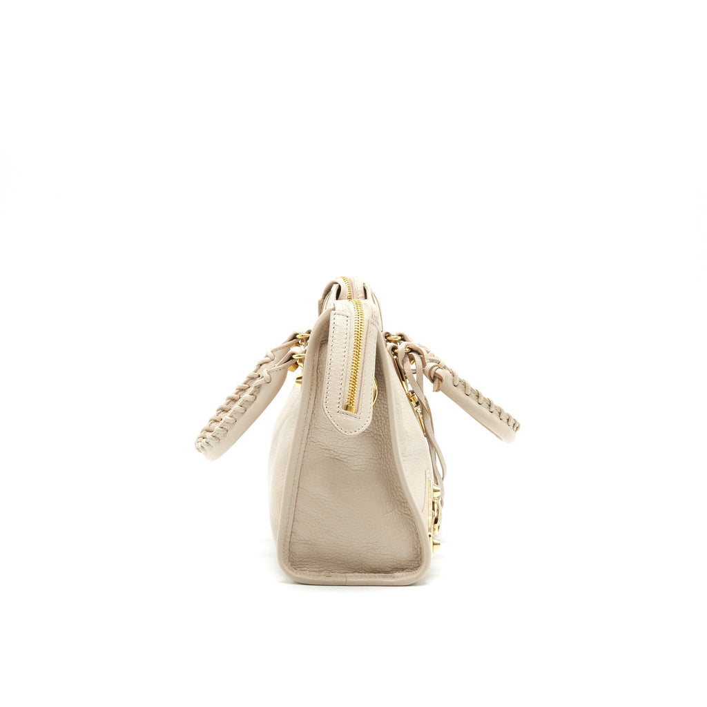BALENCIAGA SMALL METALLIC EDGE CITY BEIGE GHW