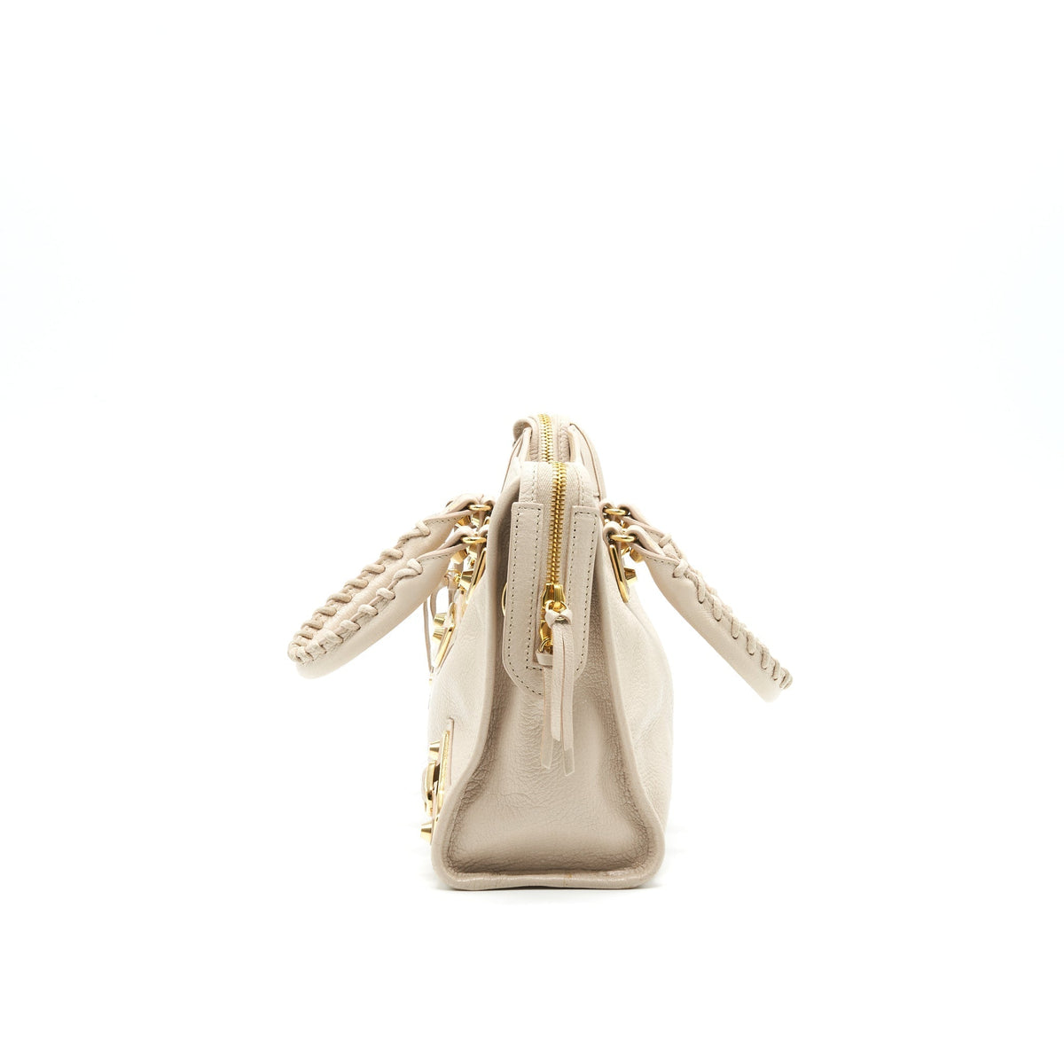 BALENCIAGA SMALL METALLIC EDGE CITY BEIGE GHW