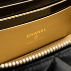 CHANEL 24A LONG VANITY CASE WITH CC LOGO ADJUSTABLE CHAIN LAMBSKIN BLACK GHW(MICROCHIP)