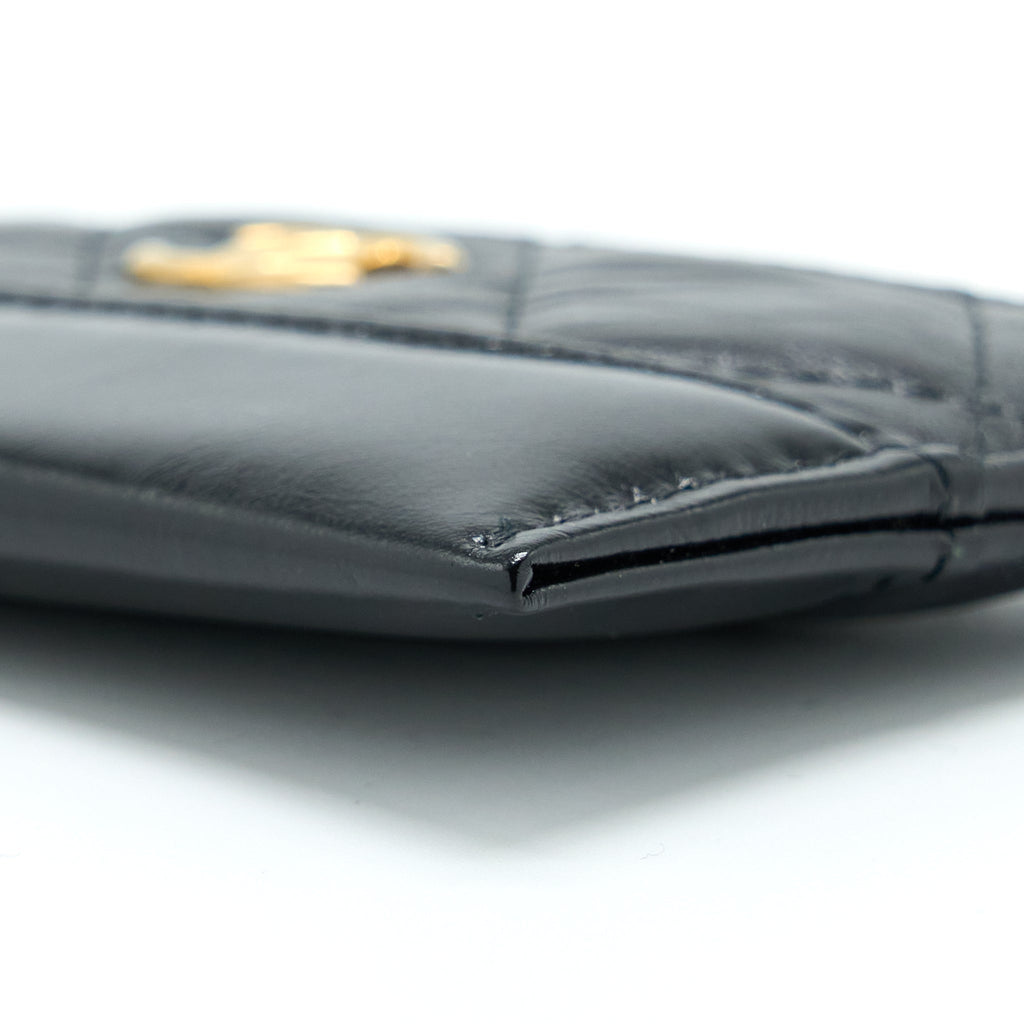 CHANEL GABRIELLE CARD HOLDER AGED CALFSKIN BLACK GHW