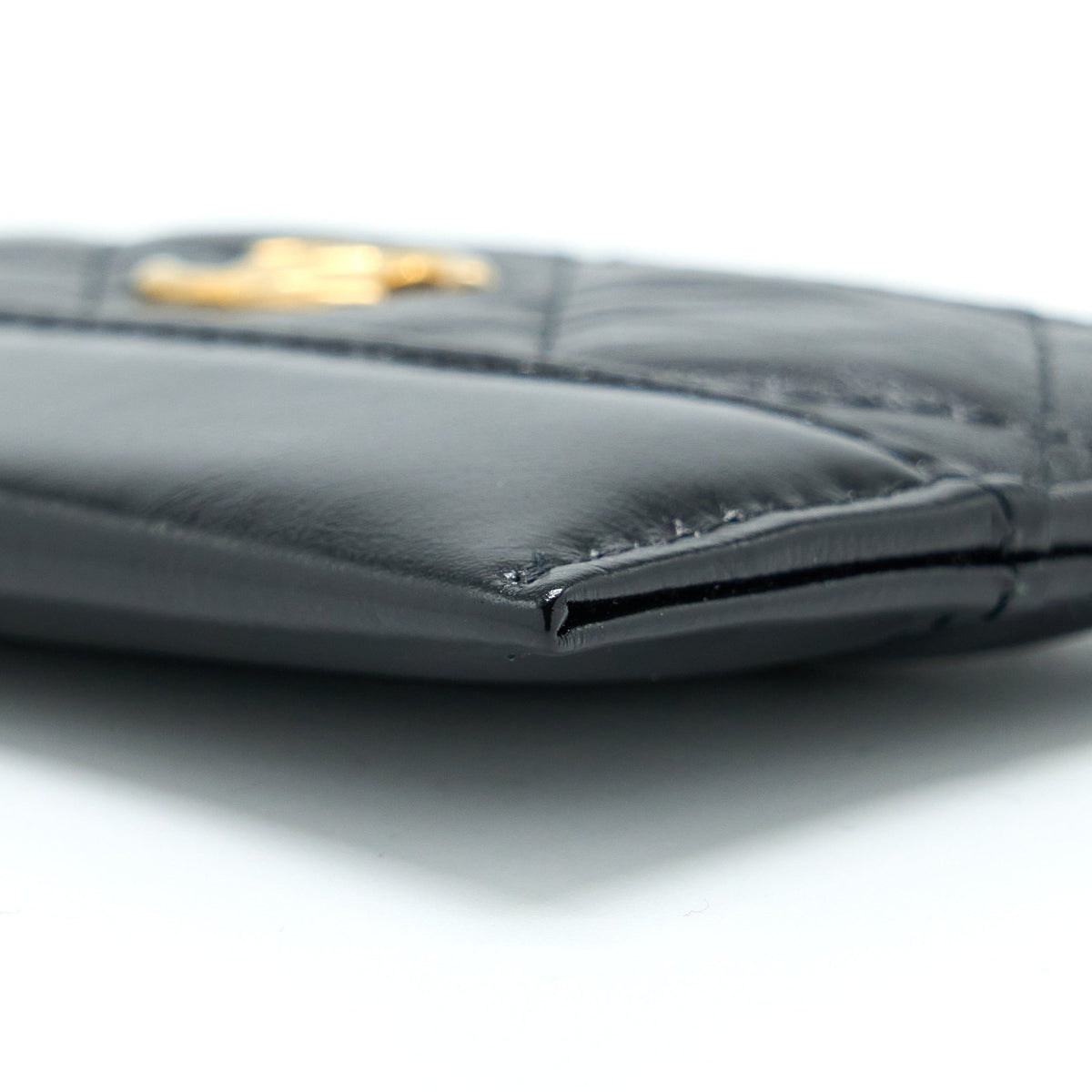 CHANEL GABRIELLE CARD HOLDER AGED CALFSKIN BLACK GHW
