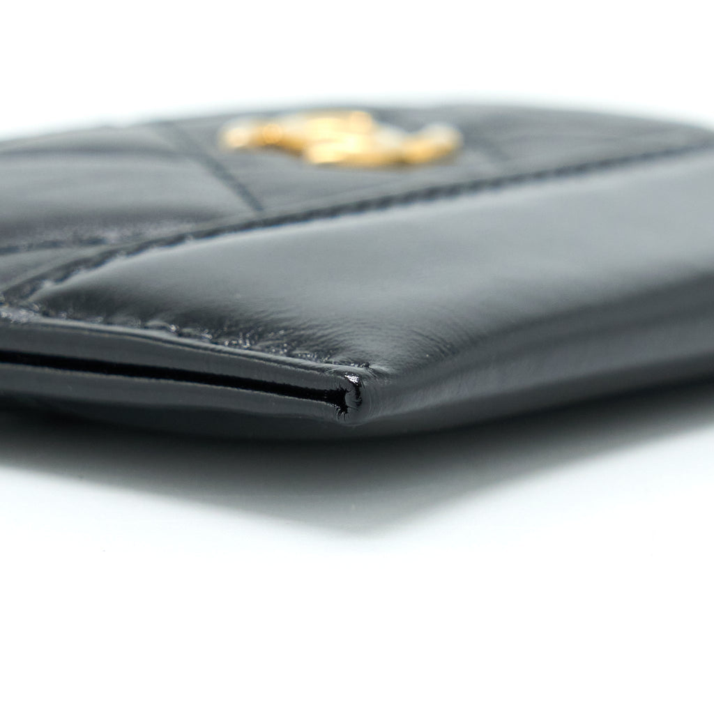 CHANEL GABRIELLE CARD HOLDER AGED CALFSKIN BLACK GHW