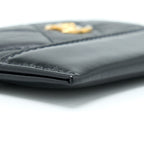 CHANEL GABRIELLE CARD HOLDER AGED CALFSKIN BLACK GHW