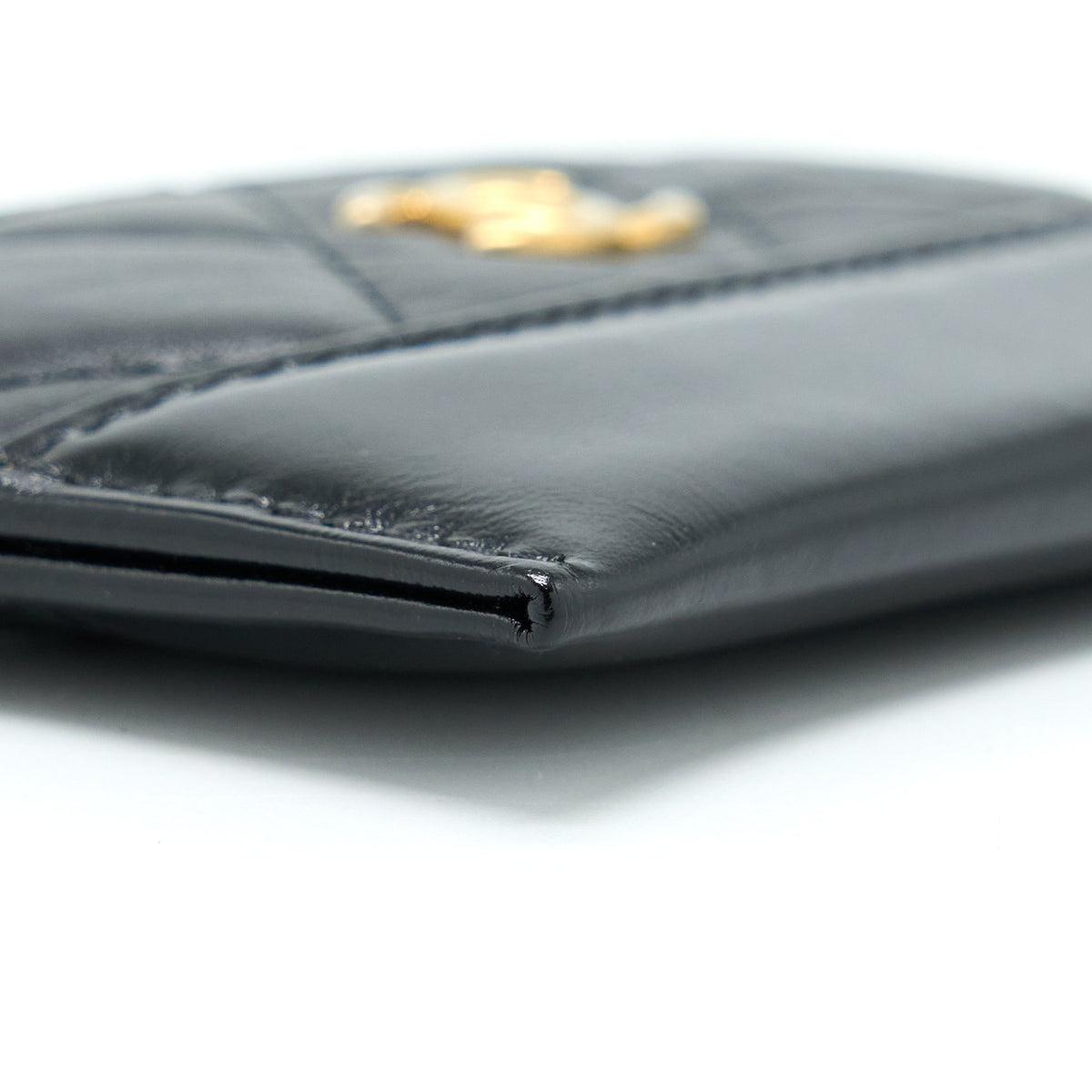 CHANEL GABRIELLE CARD HOLDER AGED CALFSKIN BLACK GHW