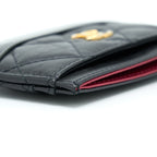 CHANEL GABRIELLE CARD HOLDER AGED CALFSKIN BLACK GHW