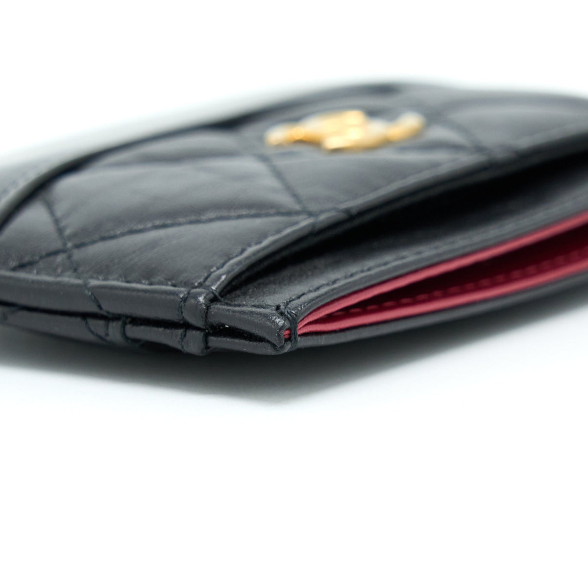 CHANEL GABRIELLE CARD HOLDER AGED CALFSKIN BLACK GHW