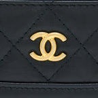 CHANEL GABRIELLE CARD HOLDER AGED CALFSKIN BLACK GHW