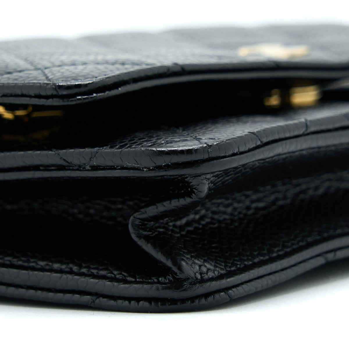 CHANEL CLASSIC WALLET ON CHAIN CAVIAR BLACK GHW (MICROCHIP)