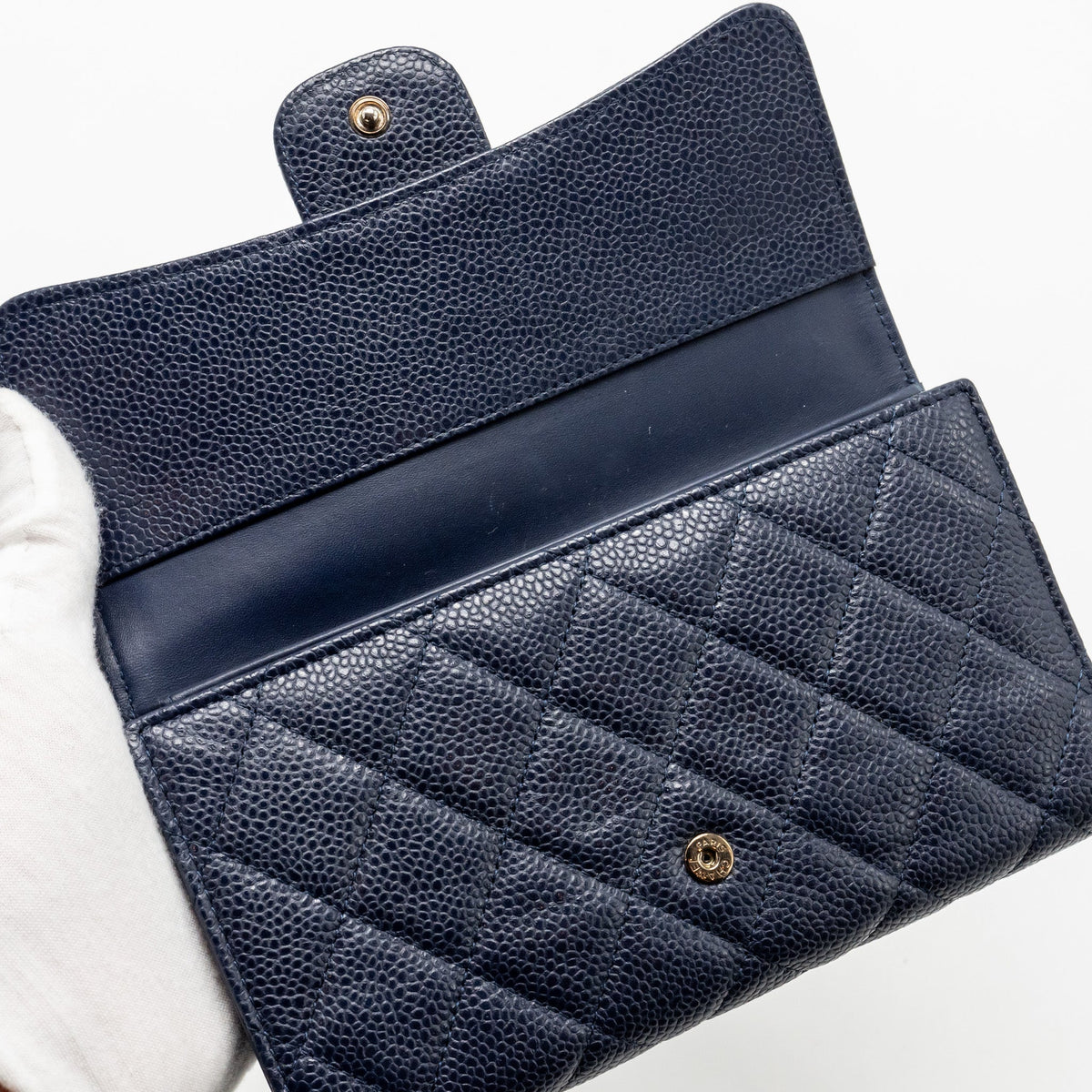 CHANEL CLASSIC FLAP LONG WALLET CAVIAR DARK BLUE SHW