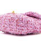CHANEL 22P MINI SQUARE FLAP BAG TWEED PINK GHW (MICROCHIP)