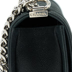 CHANEL MEDIUM BOY BAG GRAINED CALFSKIN BLACK SHW