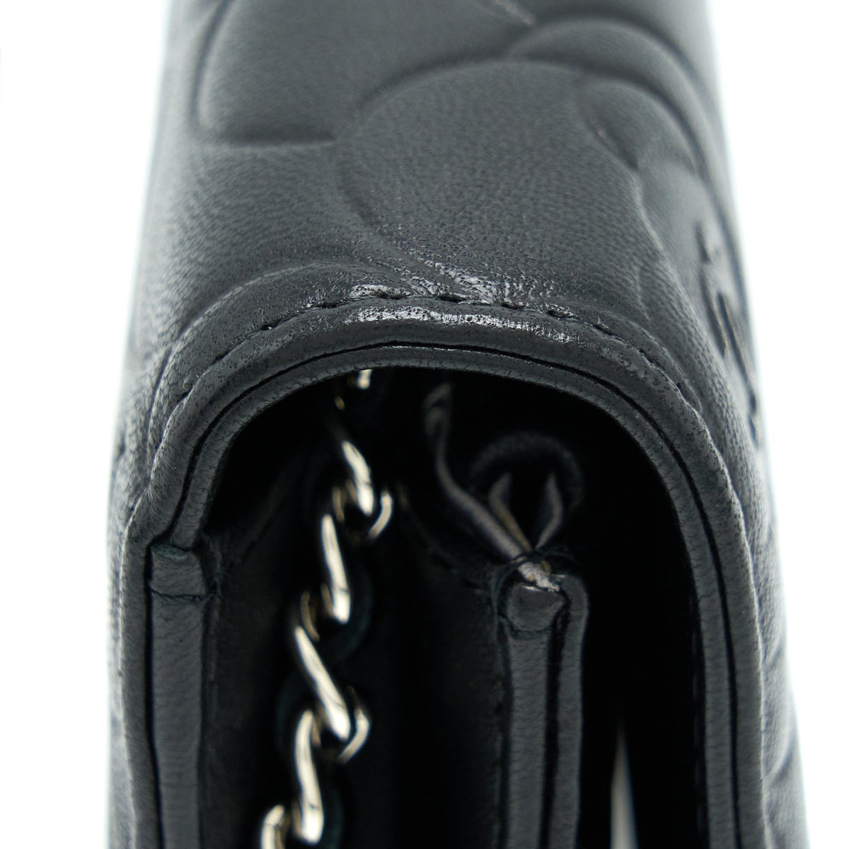 CHANEL CAMELLIA WALLET ON CHAIN LAMBSKIN BLACK SHW