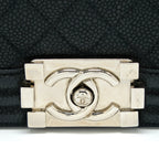 CHANEL MEDIUM BOY BAG GRAINED CALFSKIN BLACK SHW