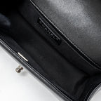 CHANEL MEDIUM BOY BAG CAVIAR BLACK RUTHENIUM SILVER HARDWARE(MICROCHIP)