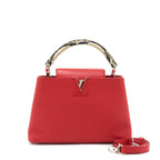 LOUIS VUITTON CAPUCINES PM CALFSKIN RED WITH PYTHON HANDLE RUBIS SHW