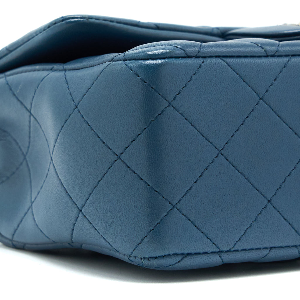 CHANEL MINI RECTANGULAR FLAP BAG LAMBSKIN BLUE SHW