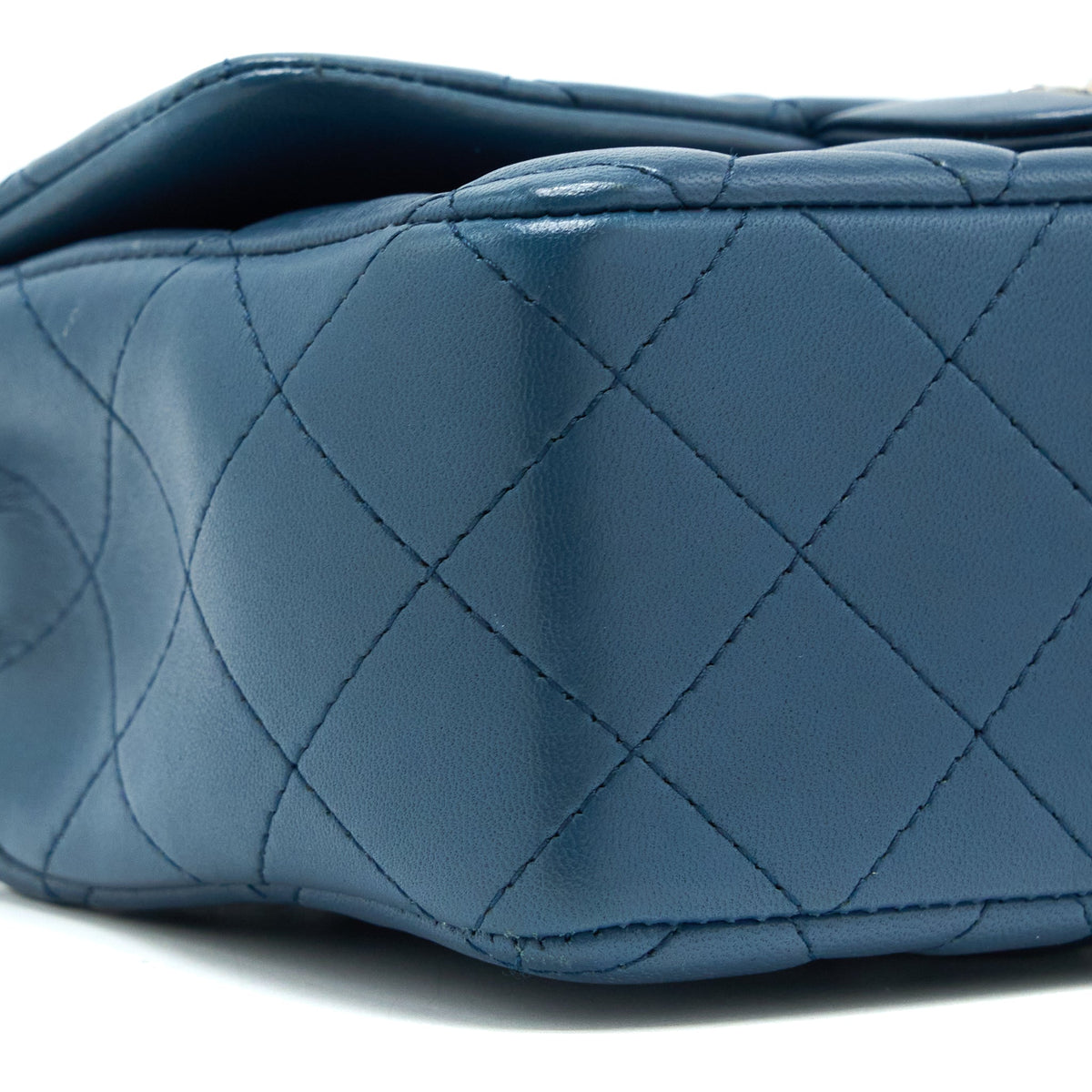 CHANEL MINI RECTANGULAR FLAP BAG LAMBSKIN BLUE SHW