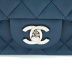 CHANEL MINI RECTANGULAR FLAP BAG LAMBSKIN BLUE SHW