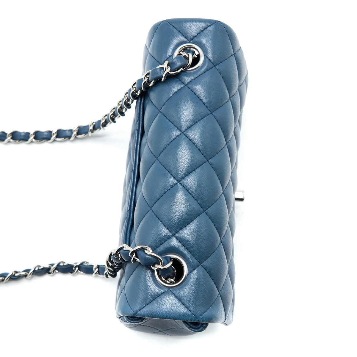CHANEL MINI RECTANGULAR FLAP BAG LAMBSKIN BLUE SHW