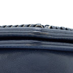 CHANEL BOY BAG WITH TOP HANDLE NAVY RUTHENIUM SLIVER HARDWARE