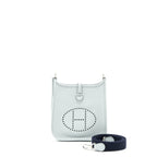 Hermes Mini Evelyne Clemence Bleu Pale/ Bleu Indigo SHW