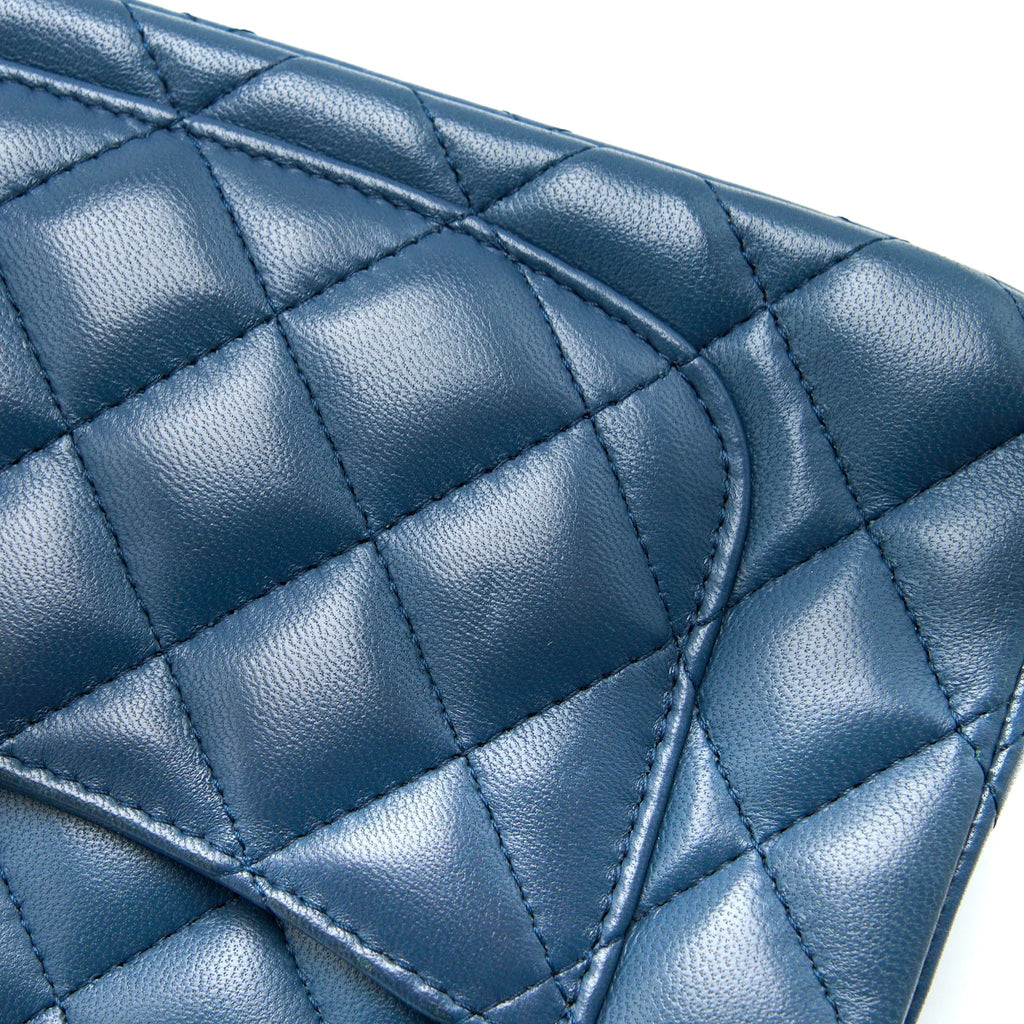 CHANEL MINI RECTANGULAR FLAP BAG LAMBSKIN BLUE SHW