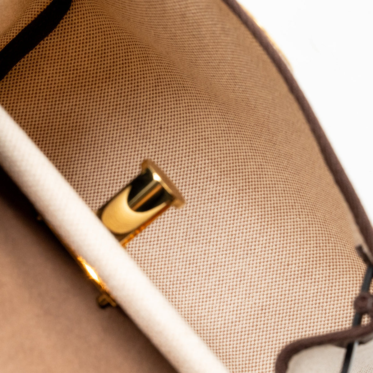 Hermes Herbag Mini Canvas / Hunter Leather Ecru-Beige / Ebene GHW