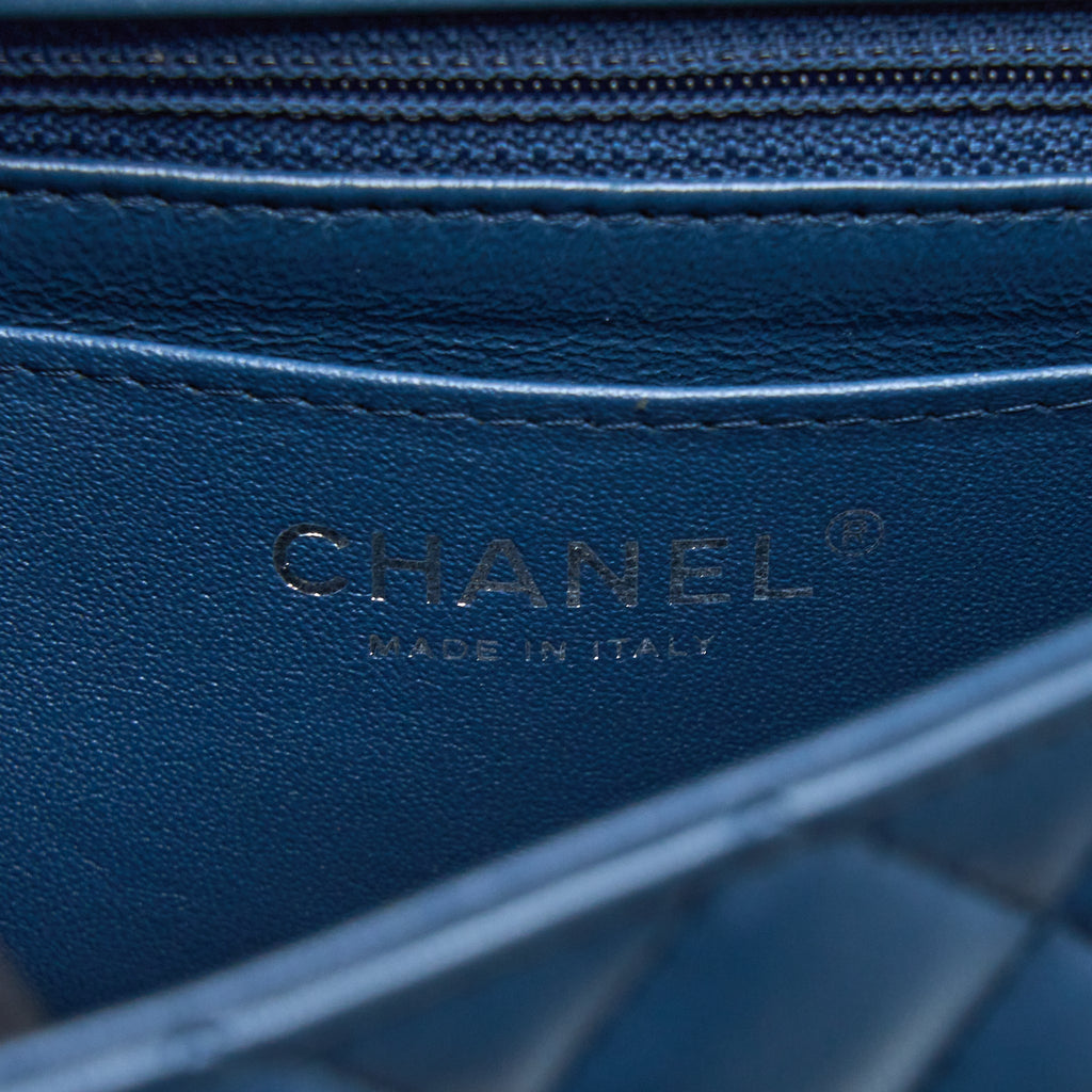 CHANEL MINI RECTANGULAR FLAP BAG LAMBSKIN BLUE SHW