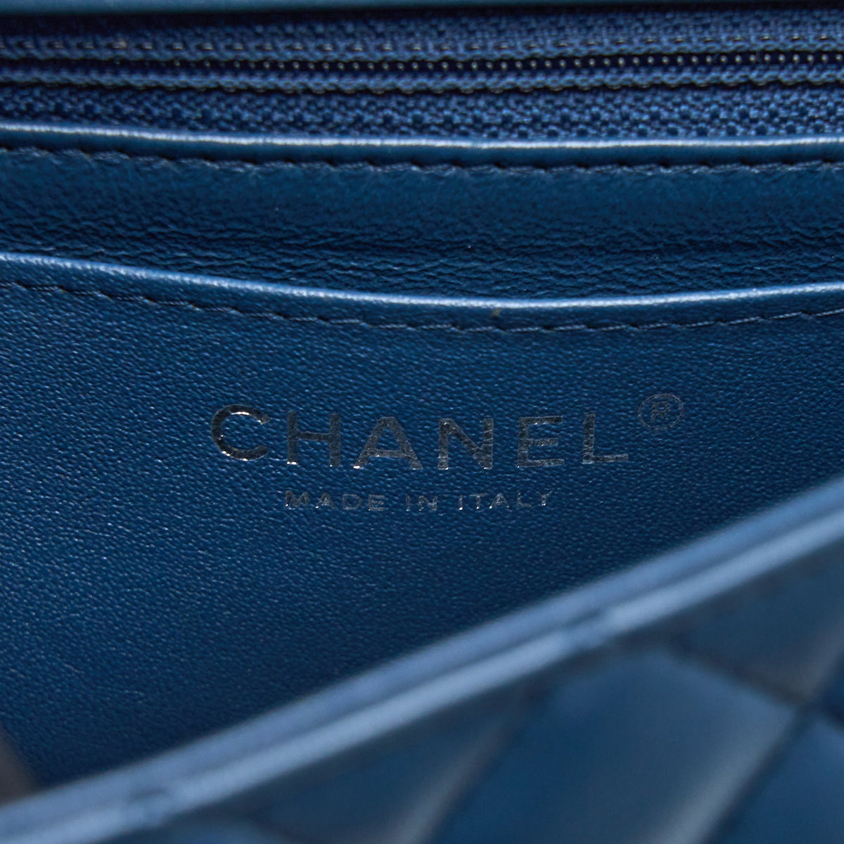 CHANEL MINI RECTANGULAR FLAP BAG LAMBSKIN BLUE SHW