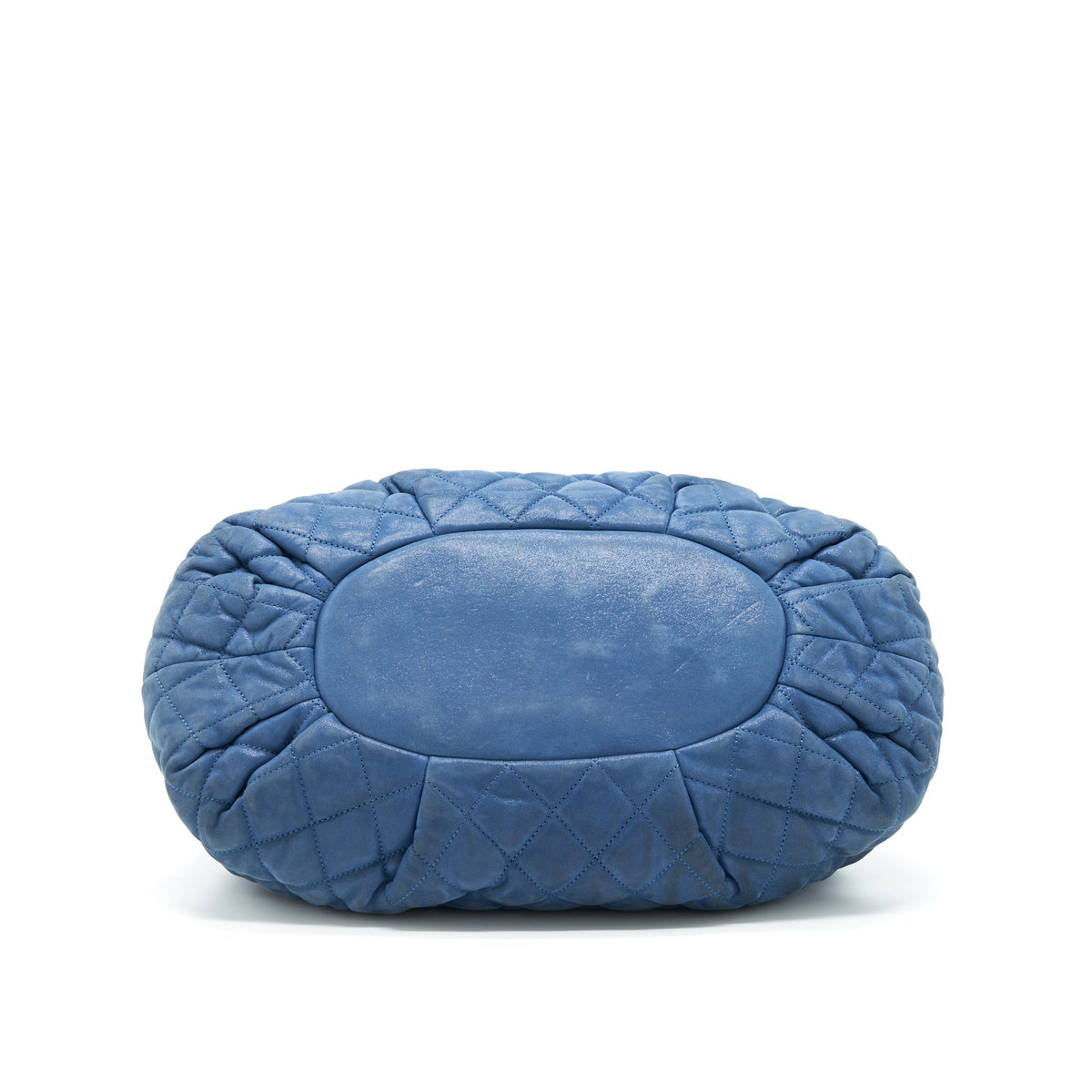 CHANEL QUILTED SHOULDER BAG BLUE RUTHENIUM HARDWARE