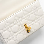 DIOR CARO S FLAP BAG CALFSKIN WHITE GHW
