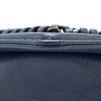CHANEL BOY BAG WITH TOP HANDLE NAVY RUTHENIUM SLIVER HARDWARE