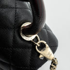 CHANEL MEDIUM COCO HANDLE FLAP BAG LIZARD EMBOSSED HANDLE CAVIAR BLACK LGHW