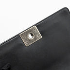 CHANEL MEDIUM BOY BAG CALFSKIN BLACK RUTHENIUM HARDWARE