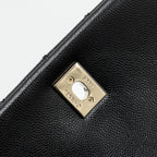 CHANEL MEDIUM COCO HANDLE FLAP BAG LIZARD EMBOSSED HANDLE CAVIAR BLACK LGHW