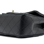 CHANEL TOP HANDLE MINI RECTANGULAR FLAP BAG LAMBSKIN BLACK LGHW (MICROCHIP)