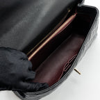 CHANEL MEDIUM COCO HANDLE FLAP BAG LIZARD EMBOSSED HANDLE CAVIAR BLACK LGHW