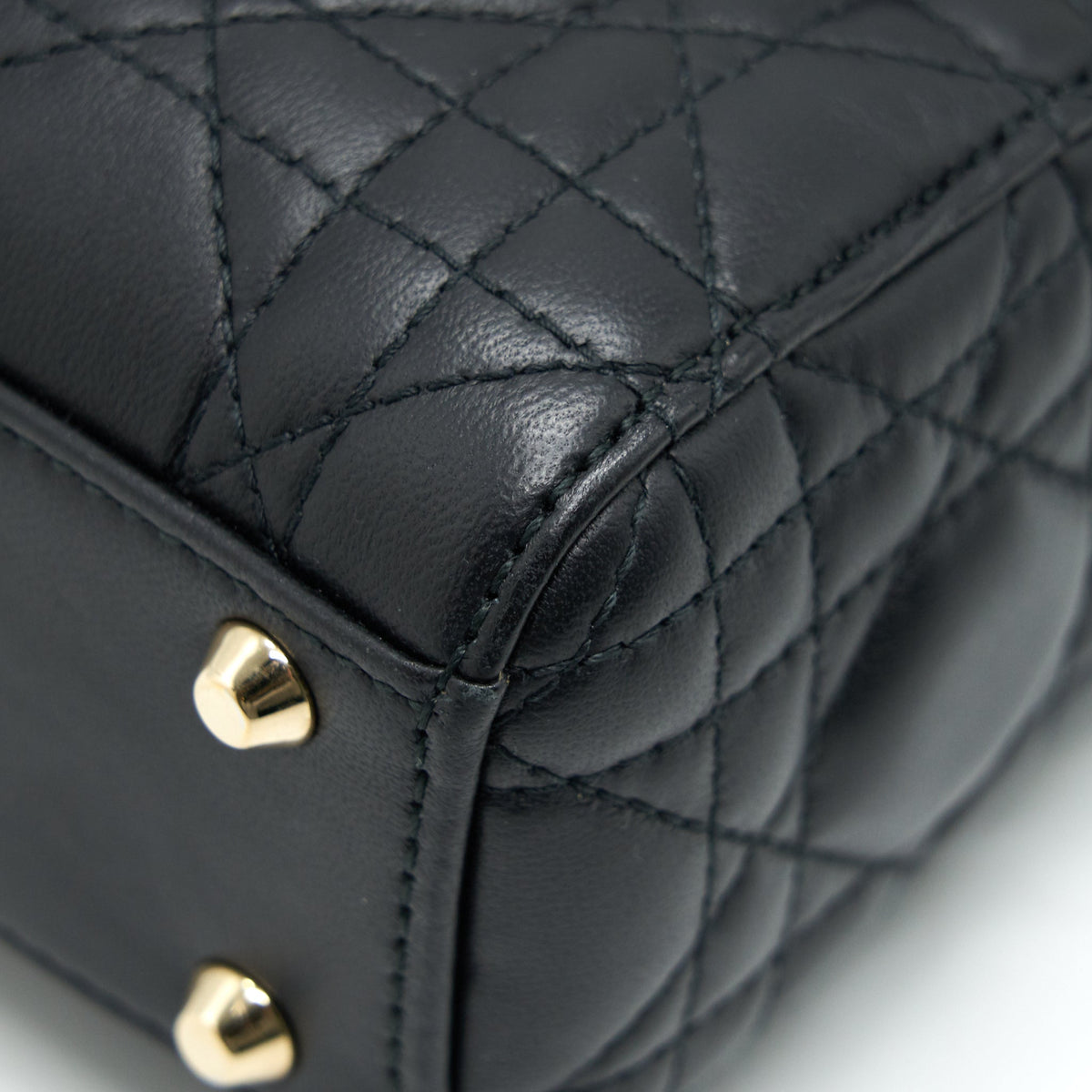 DIOR MINI LADY DIOR TOTE BAG LAMBSKIN BLACK LGHW