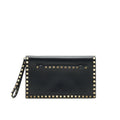VALENTINO GARAVANI ROCKSTUD LEATHER CLUTCH BAG BLACK